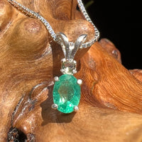 Emerald & Moldavite Necklace Sterling Silver #2498-Moldavite Life