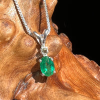 Emerald & Moldavite Necklace Sterling Silver #2499-Moldavite Life