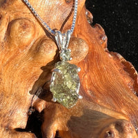 FLAG Raw + Faceted Moldavite Pendant Sterling Silver #2242-Moldavite Life