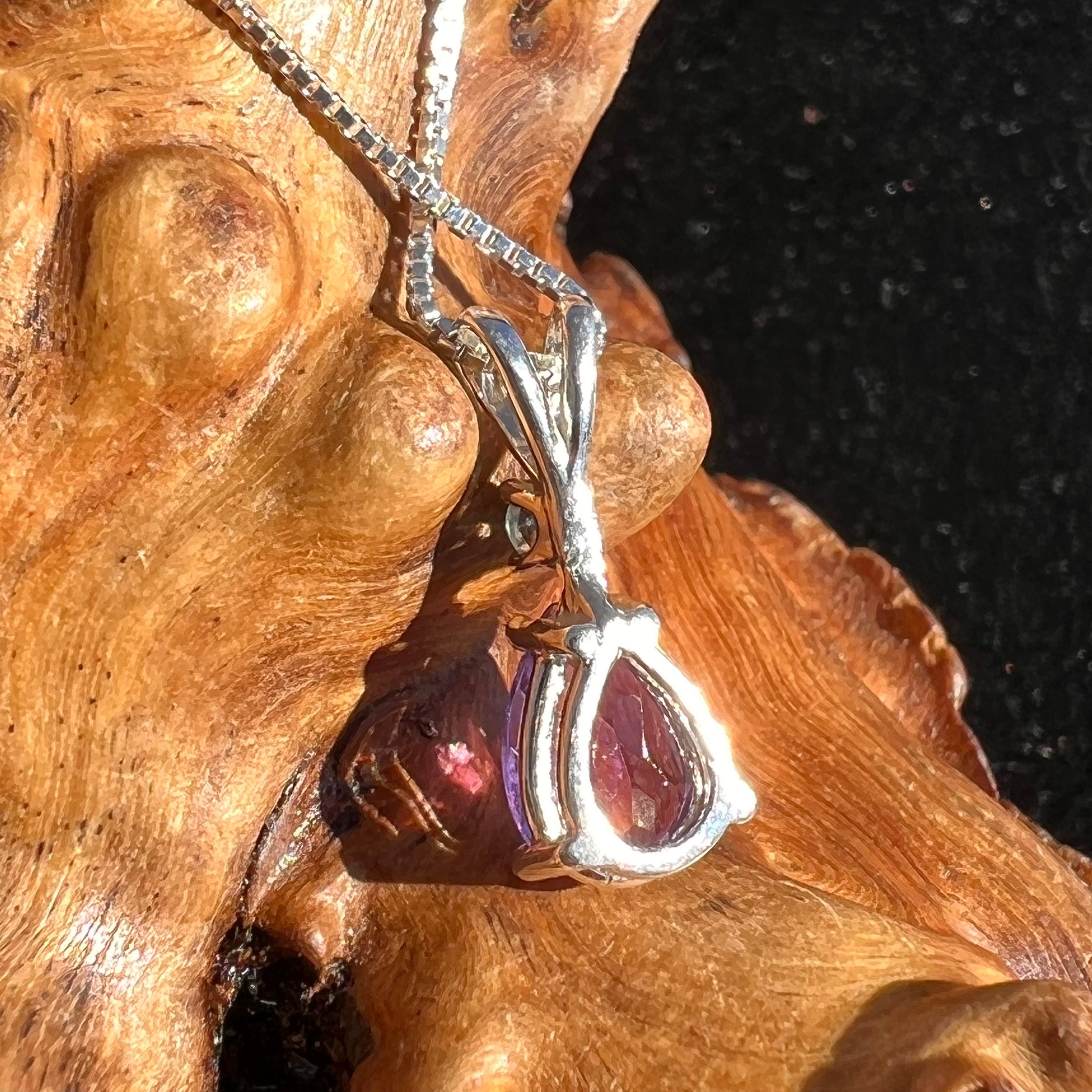 Faceted Amethyst & Moldavite Necklace Sterling Silver #2287-Moldavite Life