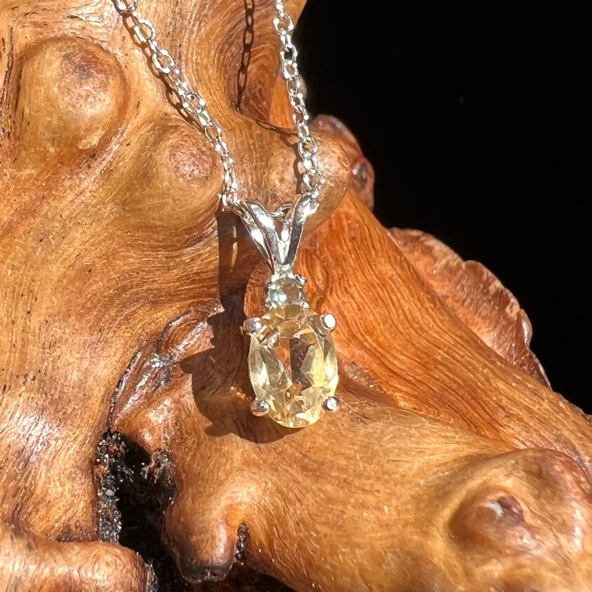Faceted Citrine & Moldavite Necklace Sterling Silver #2505-Moldavite Life