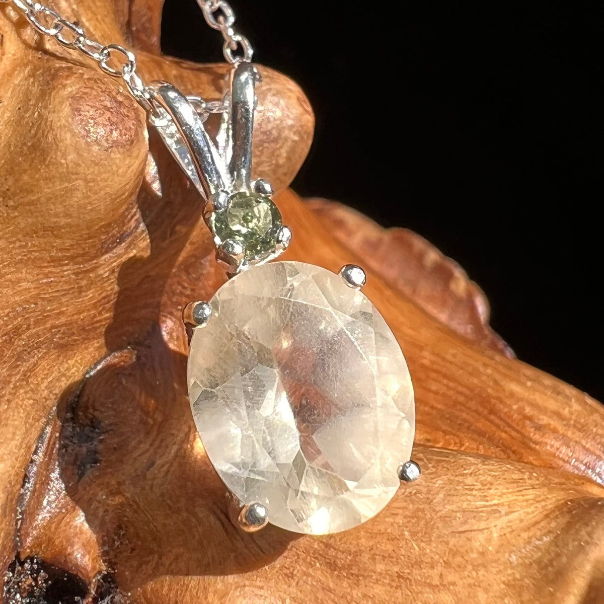 Faceted Citrine & Moldavite Necklace Sterling Silver #2506-Moldavite Life