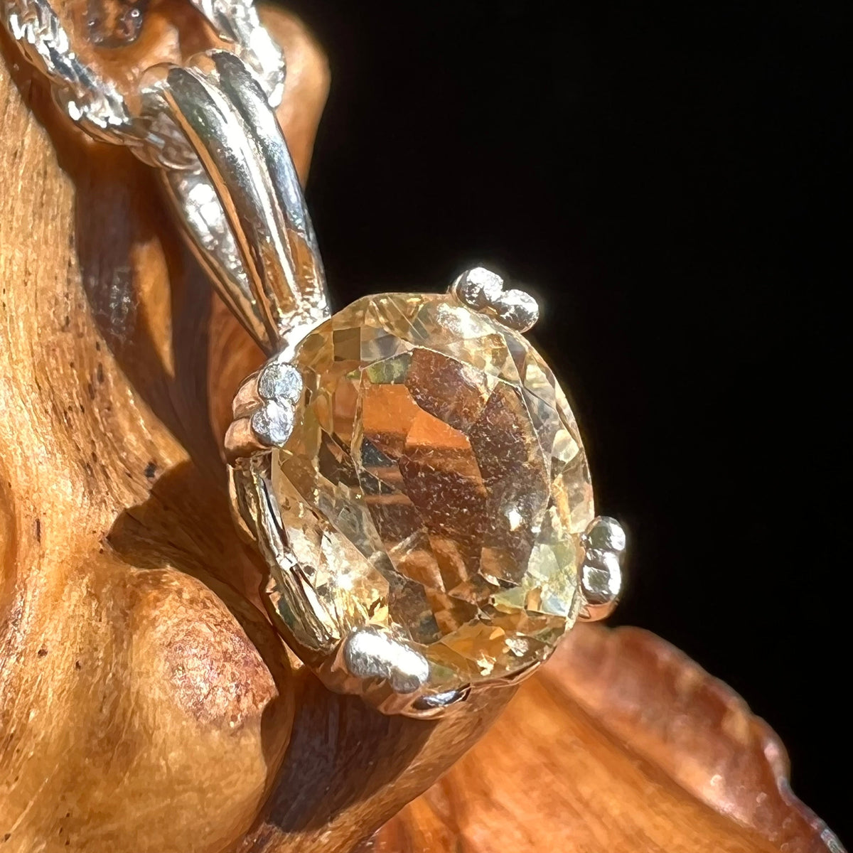 Faceted Citrine Oval Pendant Sterling Silver-Moldavite Life