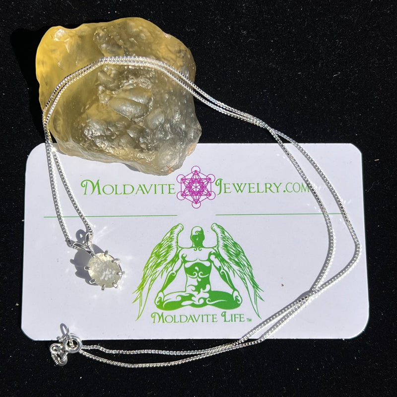 Faceted Libyan Desert Glass Necklace Sterling Silver #201-Moldavite Life