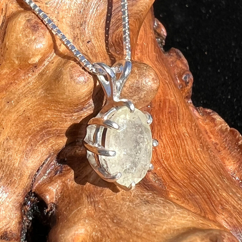 Faceted Libyan Desert Glass Necklace Sterling Silver #205-Moldavite Life