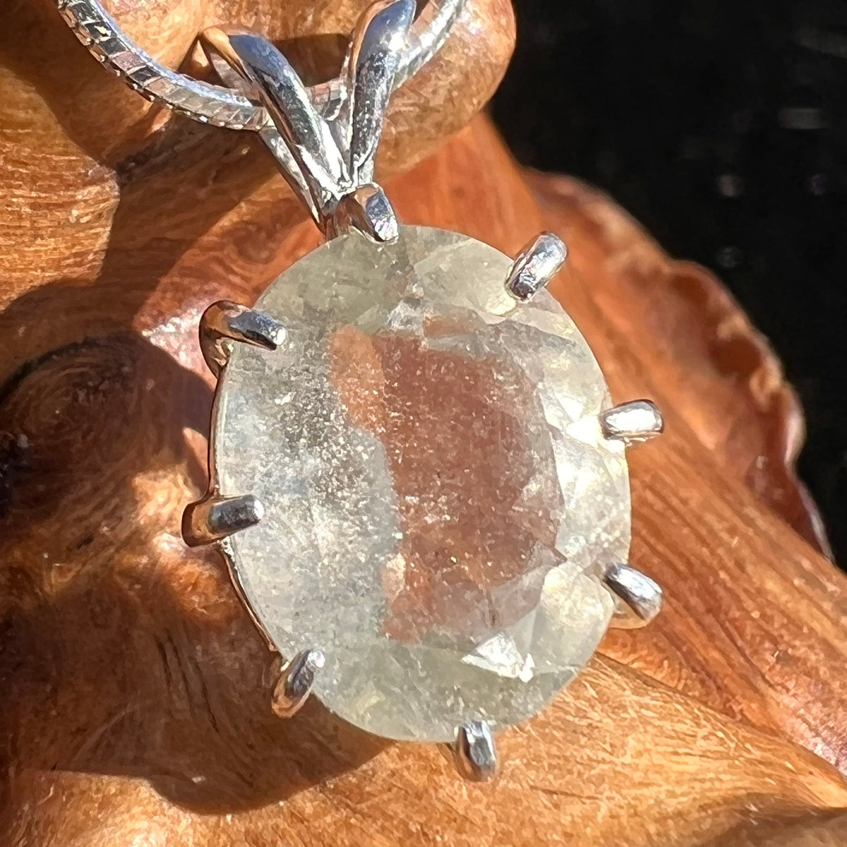 Faceted Libyan Desert Glass Necklace Sterling Silver #222-Moldavite Life