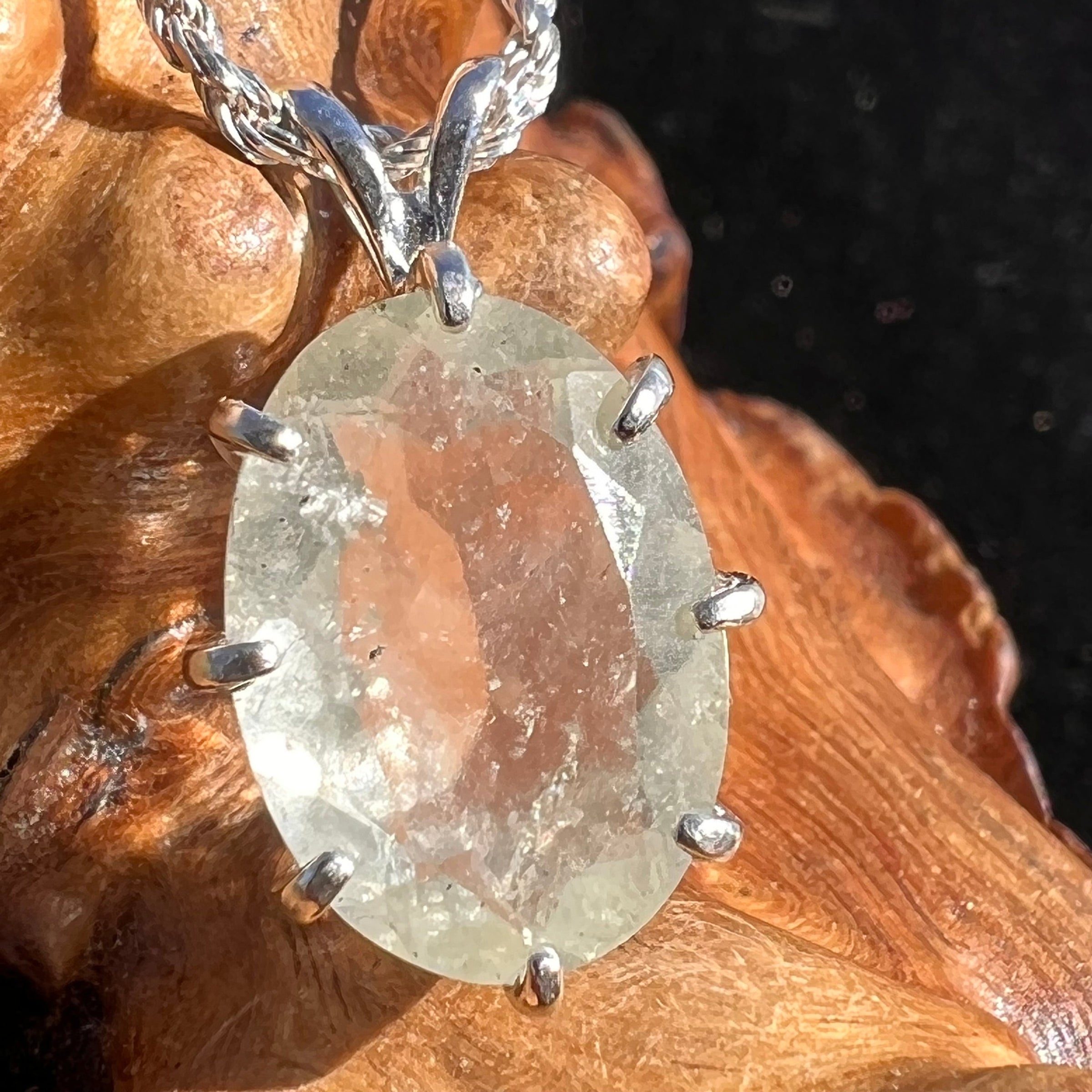 Faceted Libyan Desert Glass Necklace Sterling Silver #226-Moldavite Life