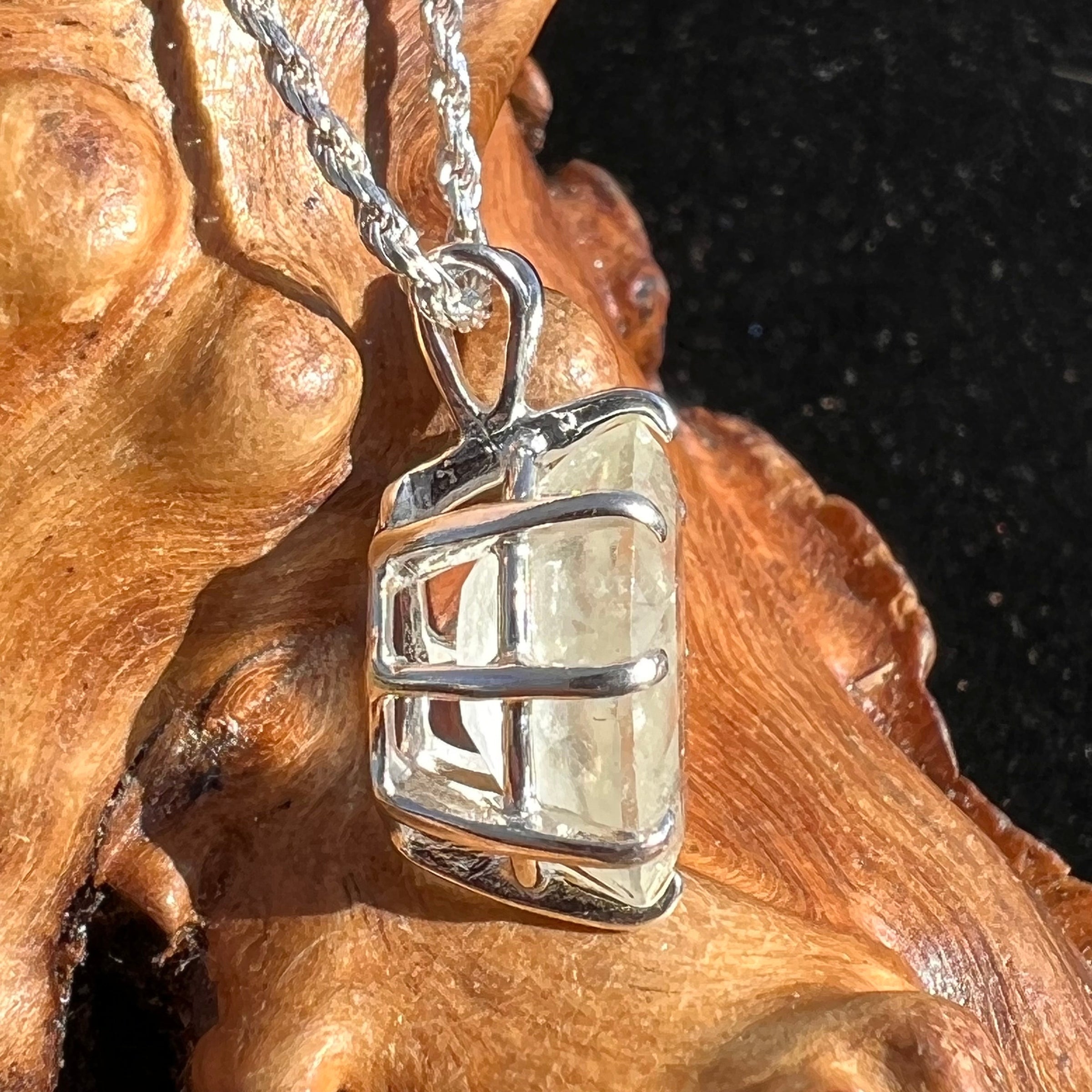 Faceted Libyan Desert Glass Necklace Sterling Silver #227-Moldavite Life