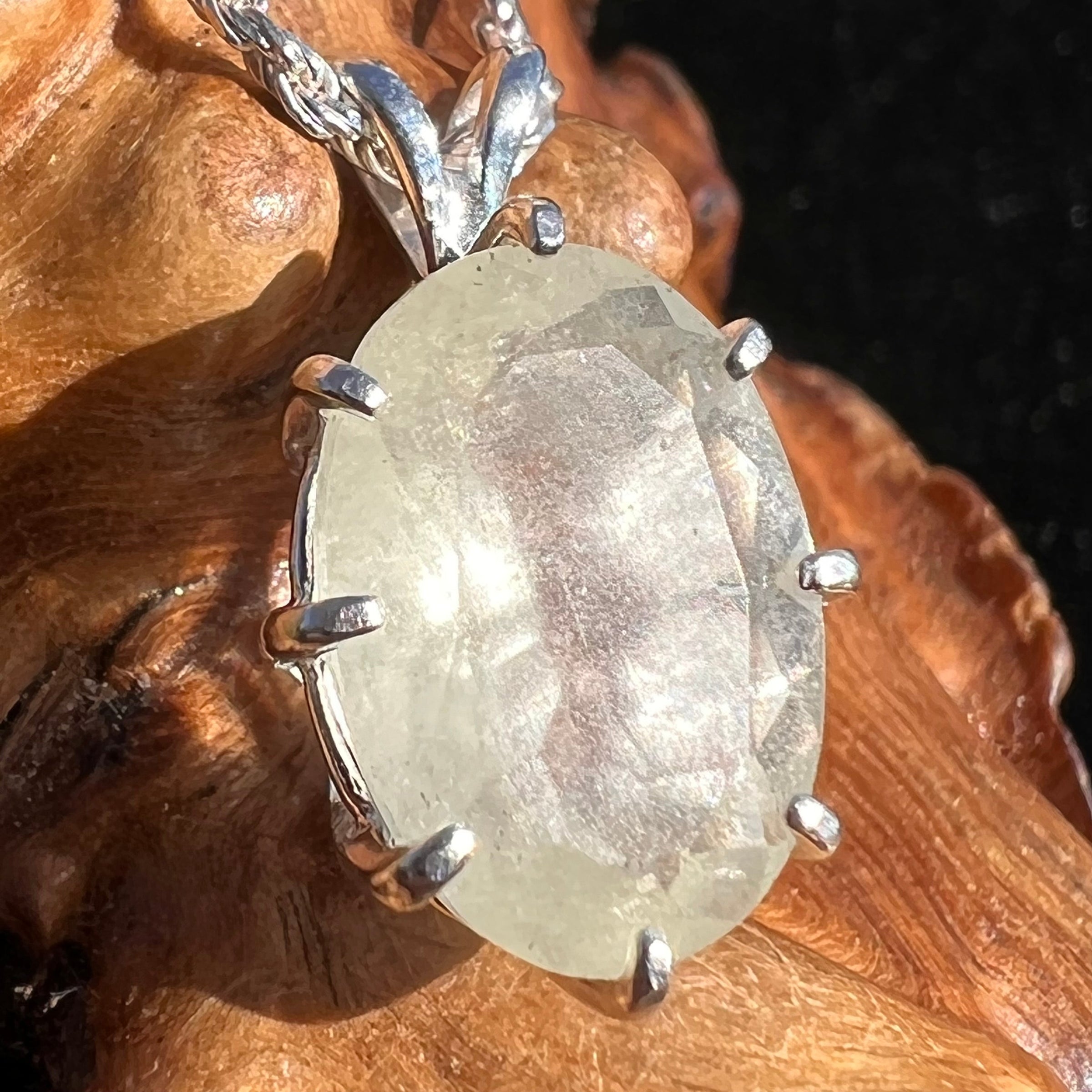 Faceted Libyan Desert Glass Necklace Sterling Silver #228-Moldavite Life