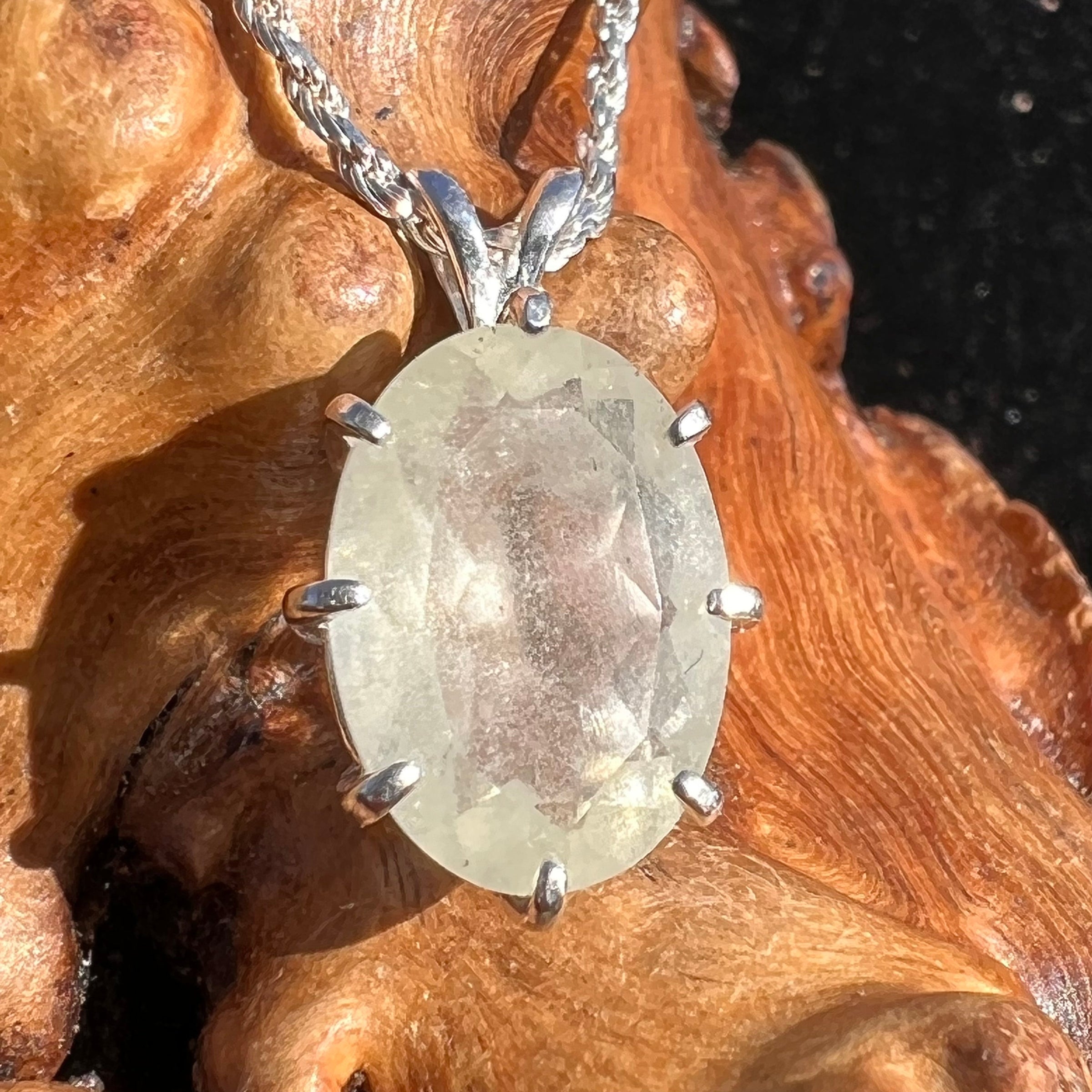 Faceted Libyan Desert Glass Necklace Sterling Silver #228-Moldavite Life