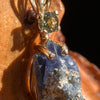 Faceted Moldavite & Raw Benitoite Pendant 14k Gold #1045-Moldavite Life