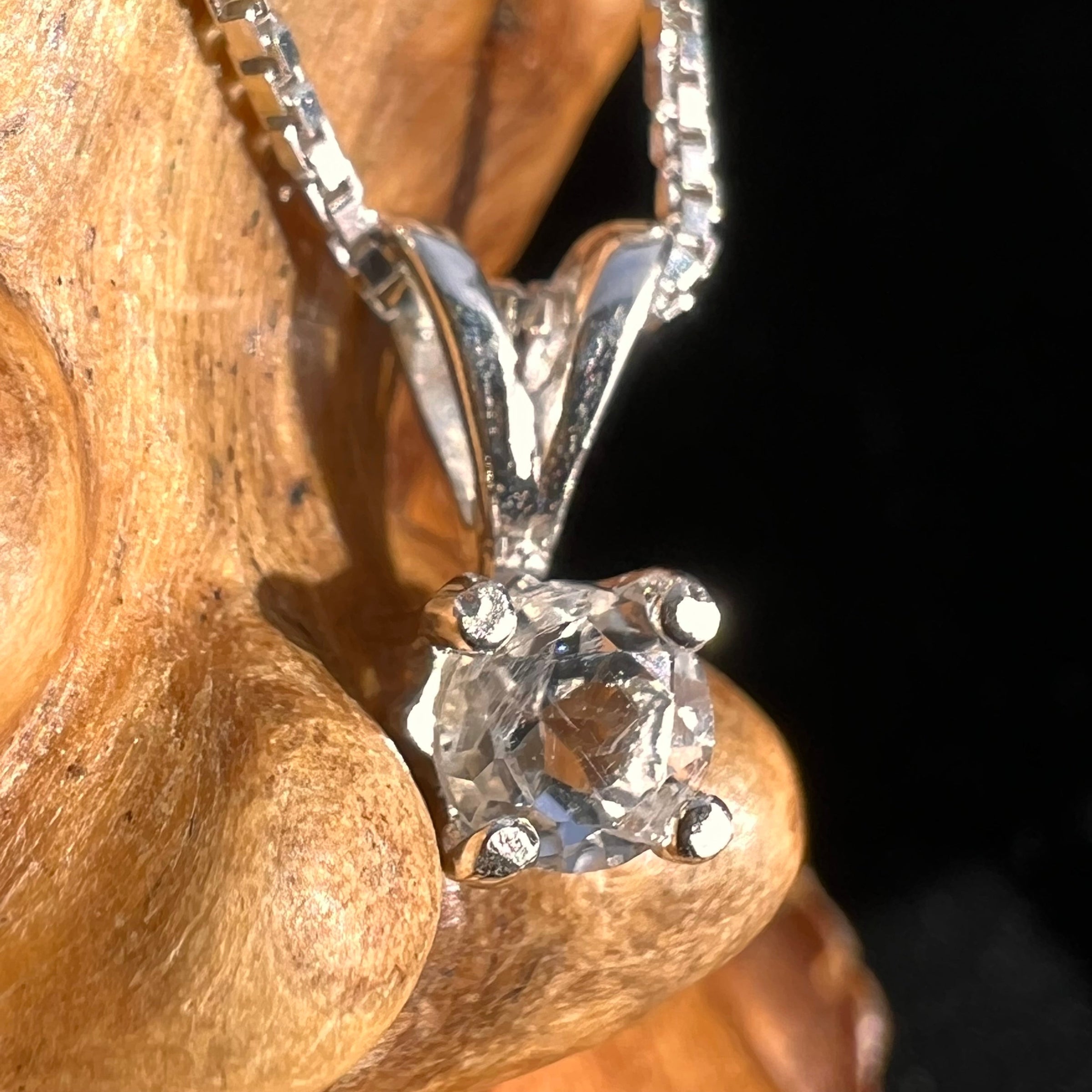 Faceted Petalite Gemstone Necklace Sterling Silver #4002-Moldavite Life