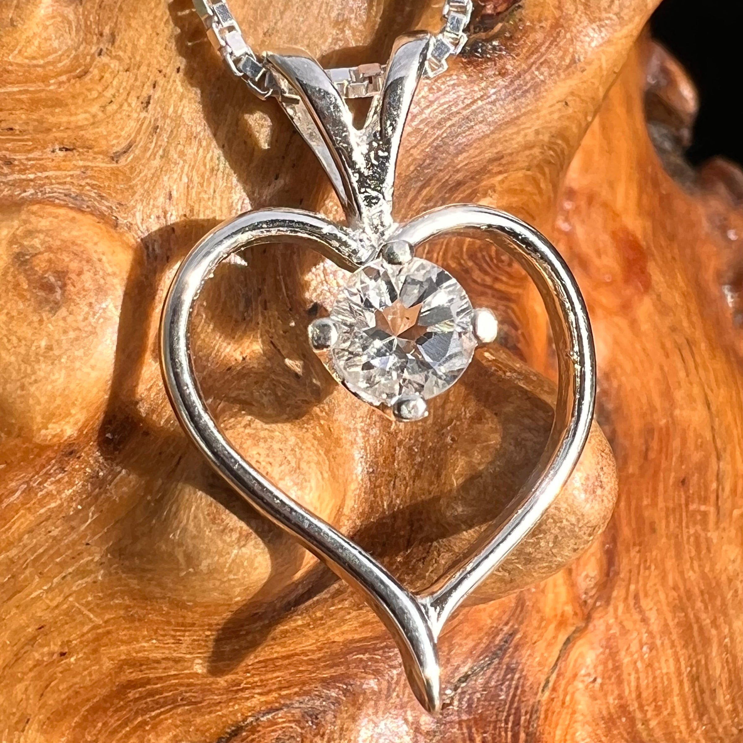 Faceted Petalite Heart Necklace Sterling Silver #4000-Moldavite Life