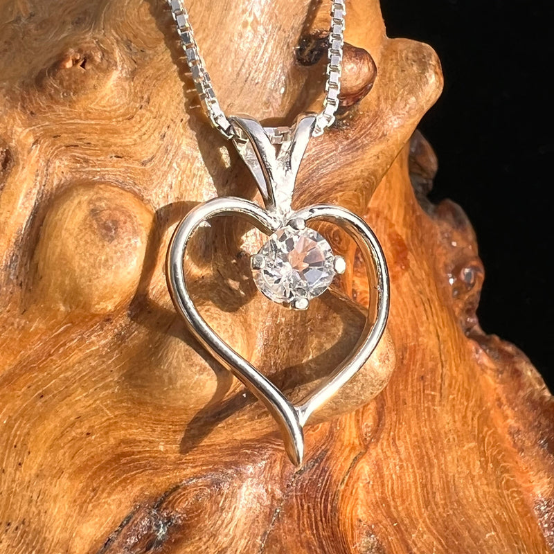 Faceted Petalite Heart Necklace Sterling Silver #4000-Moldavite Life