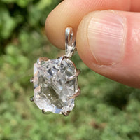 Herkimer Diamond Moldavite Basket Pendant Silver-Moldavite Life