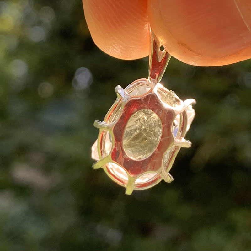 Herkimer Diamond Moldavite Basket Pendant Silver-Moldavite Life