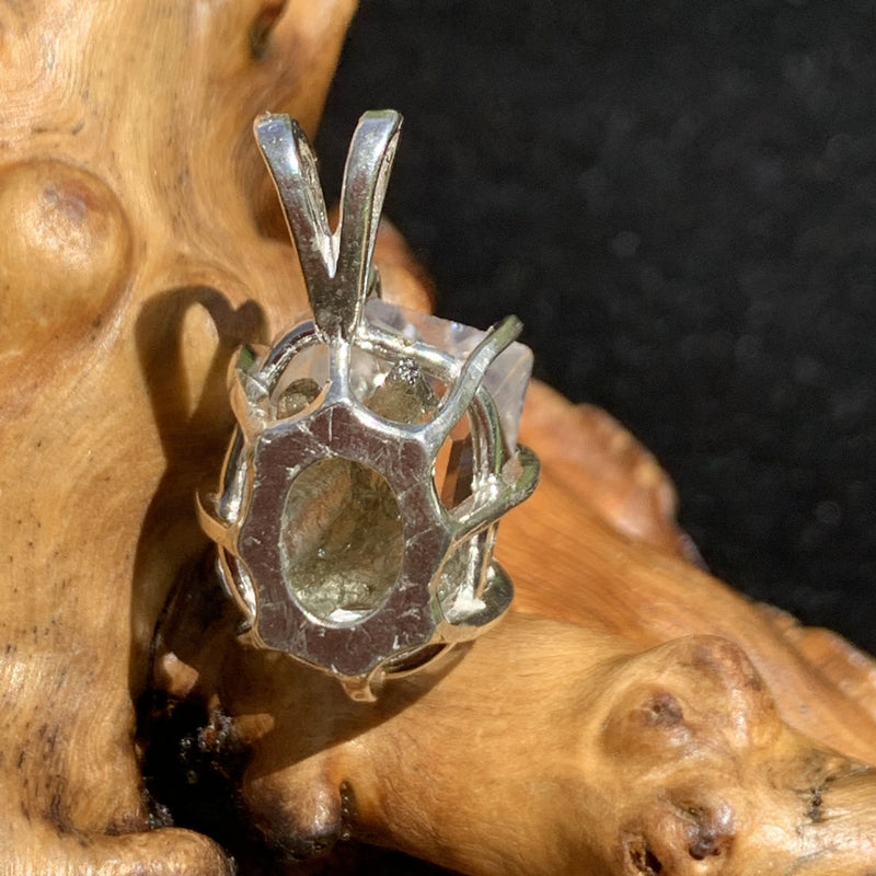 Herkimer Diamond Moldavite Basket Pendant Silver-Moldavite Life