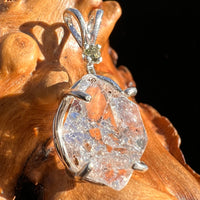 Herkimer Diamond & Moldavite Pendant Sterling #3635-Moldavite Life