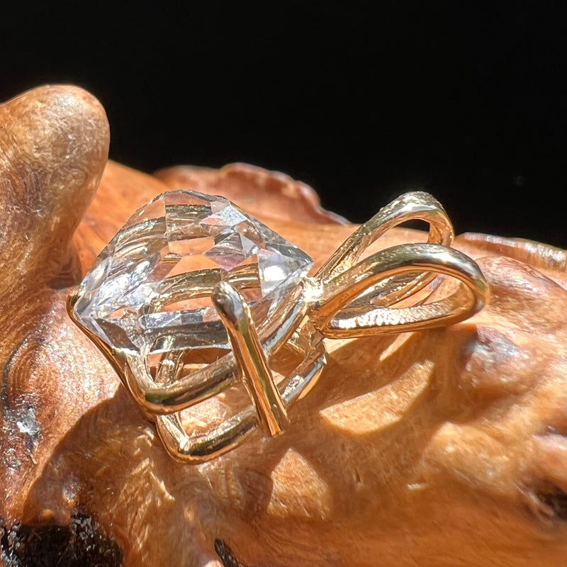 Herkimer Diamond Pendant 14k Gold # 2258-Moldavite Life