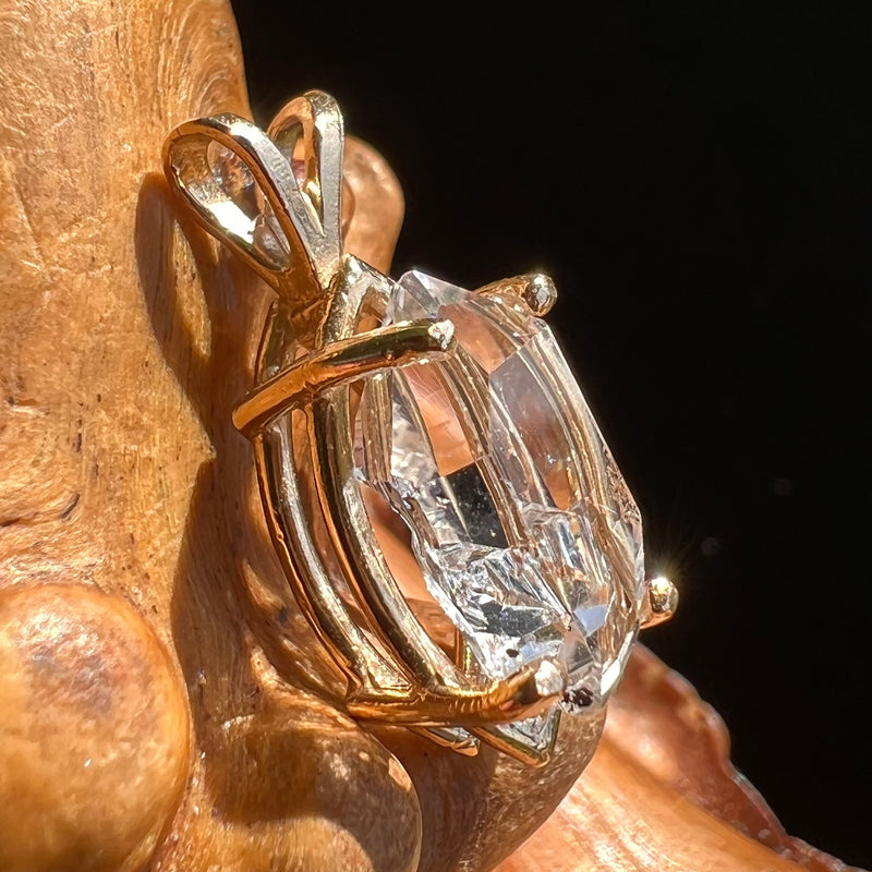 Herkimer Diamond Pendant 14k Gold # 2261-Moldavite Life