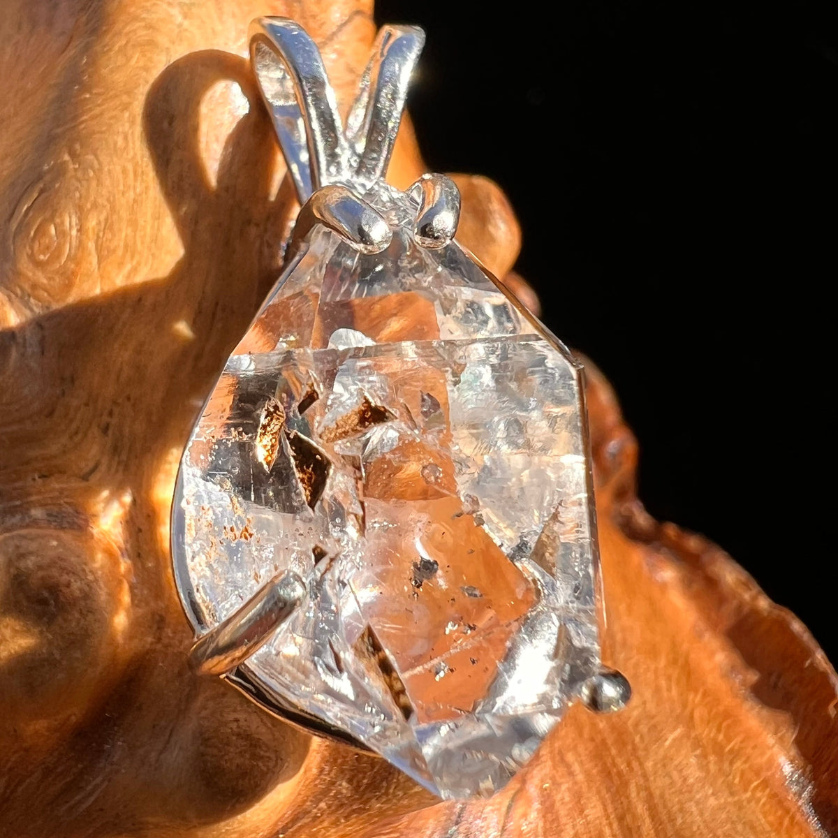 Herkimer Diamond Pendant Sterling Silver #3636-Moldavite Life