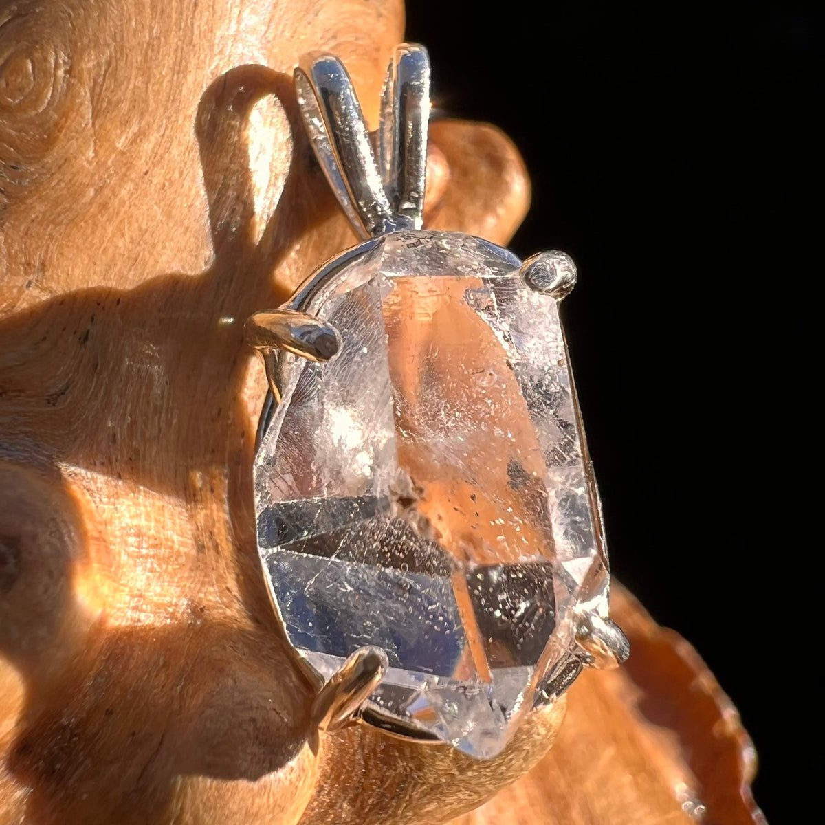 Herkimer Diamond Pendant Sterling Silver #3639-Moldavite Life