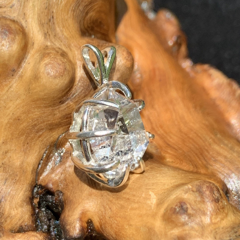 Herkimer Diamond Pendant Sterling Silver-Moldavite Life