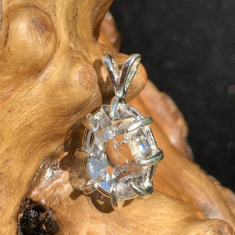 Herkimer Diamond Pendant Sterling Silver-Moldavite Life