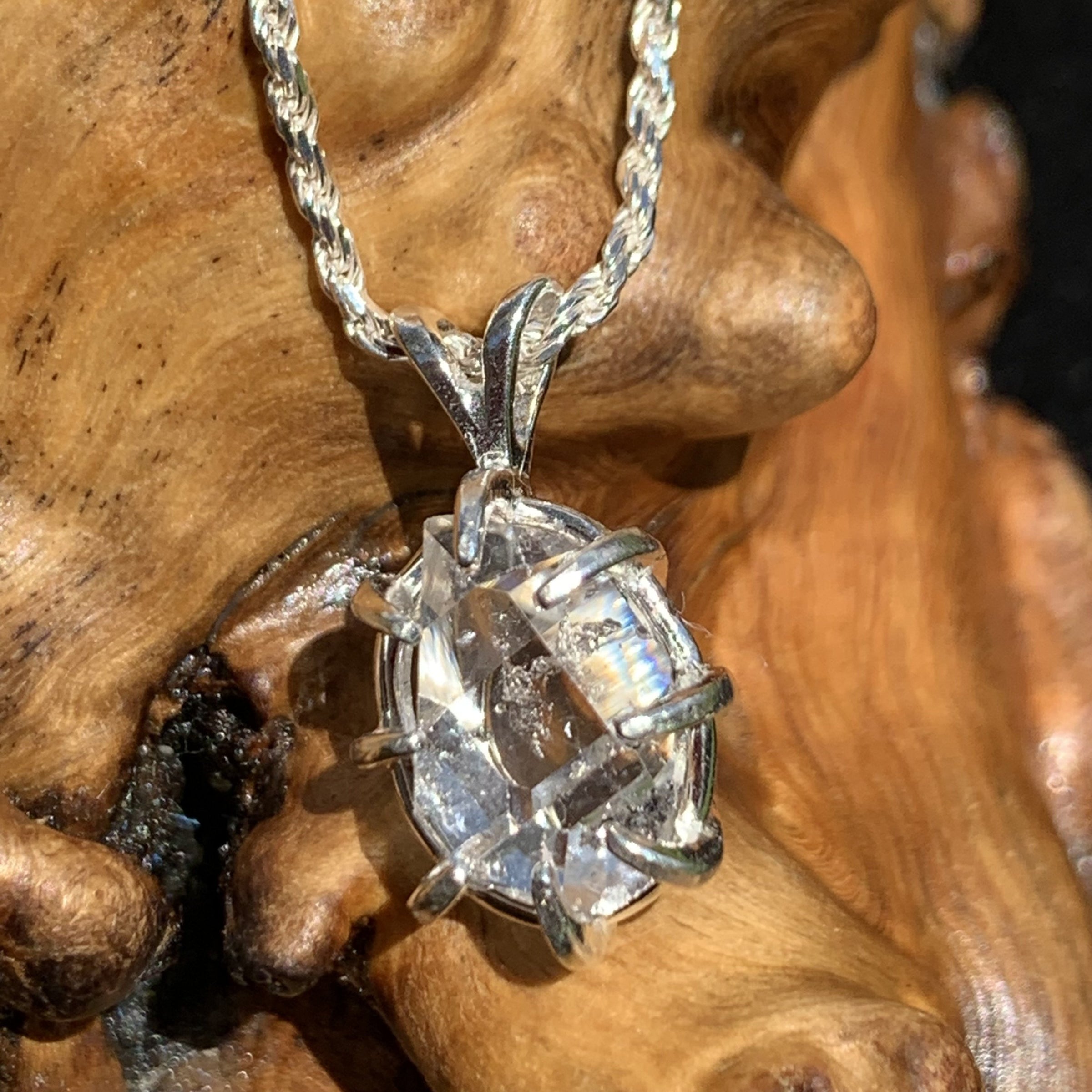 Herkimer Diamond Pendant Sterling Silver-Moldavite Life