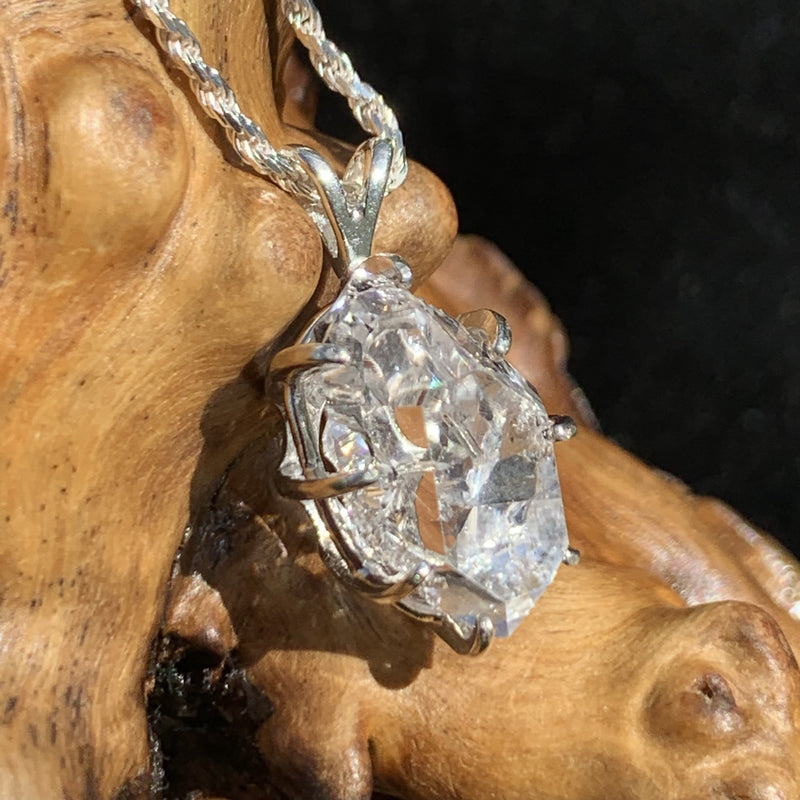 Herkimer Diamond Pendant Sterling Silver-Moldavite Life