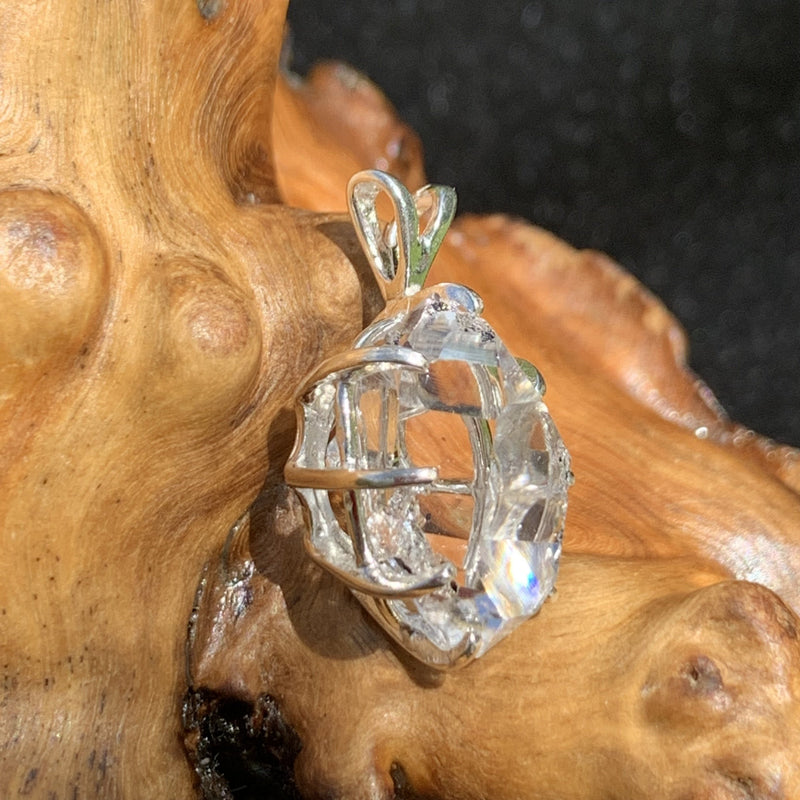 Herkimer Diamond Pendant Sterling Silver-Moldavite Life