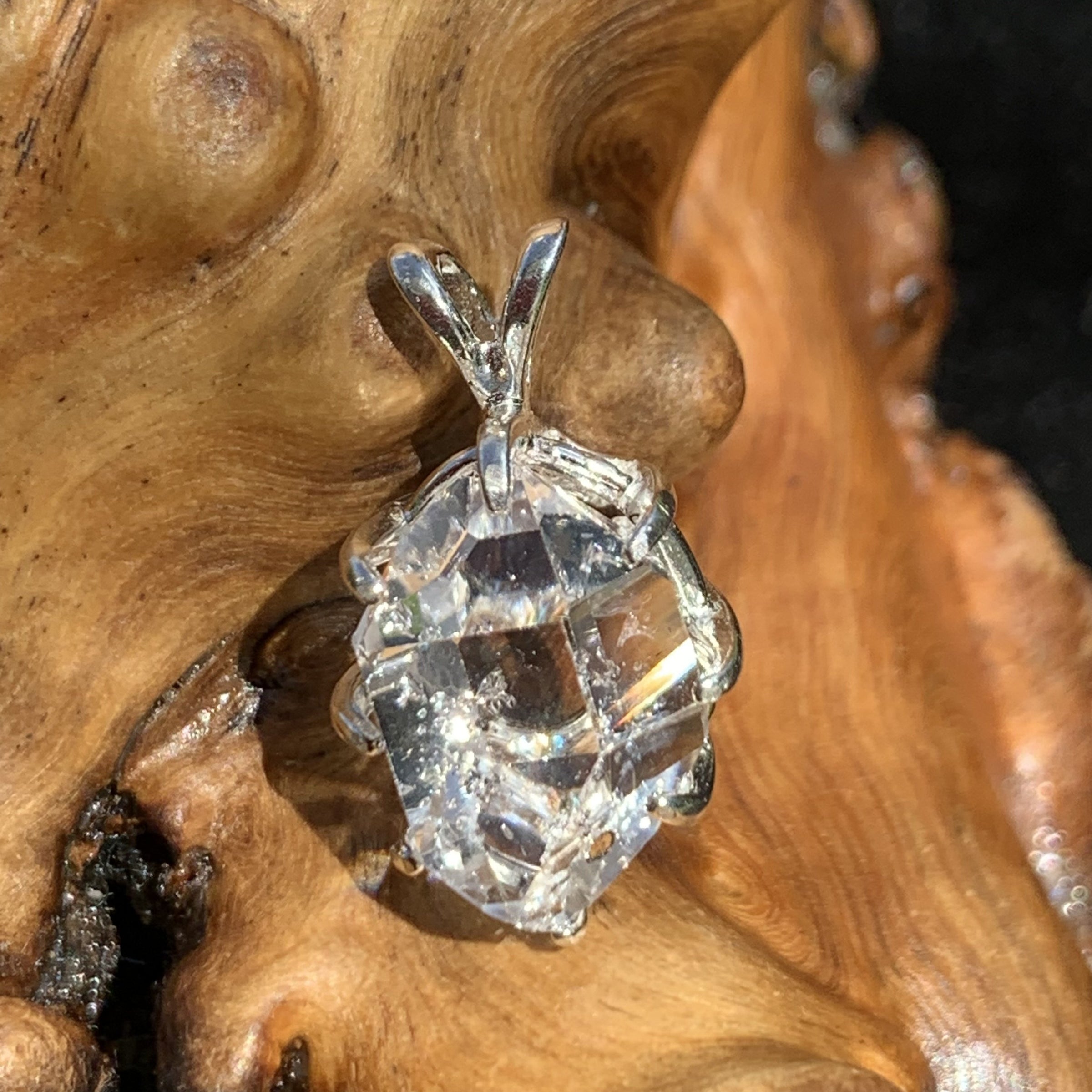 Herkimer Diamond Pendant Sterling Silver-Moldavite Life