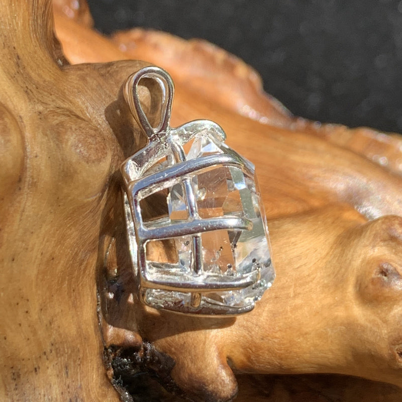 Herkimer Diamond Pendant Sterling Silver-Moldavite Life