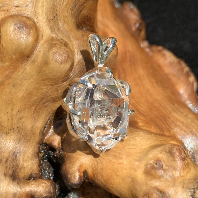 Herkimer Diamond Pendant Sterling Silver-Moldavite Life