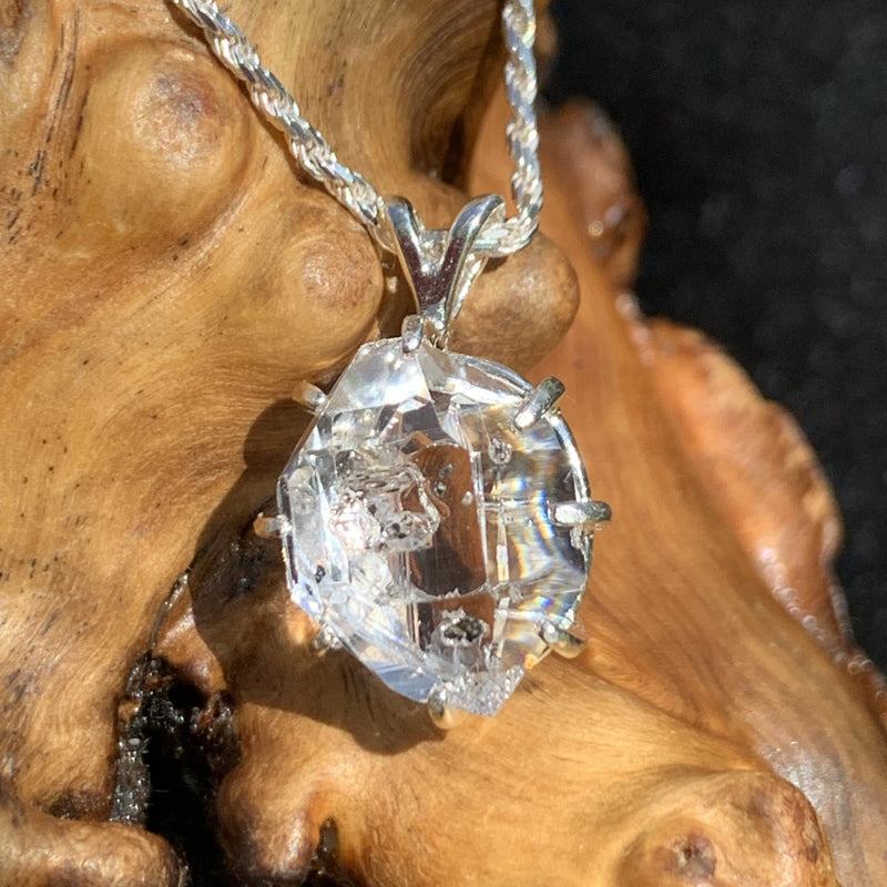 Herkimer Diamond Pendant Sterling Silver-Moldavite Life