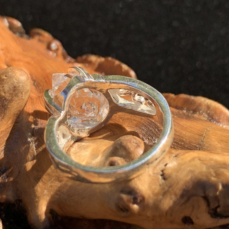 Herkimer Diamond Ring Silver Natural-Moldavite Life