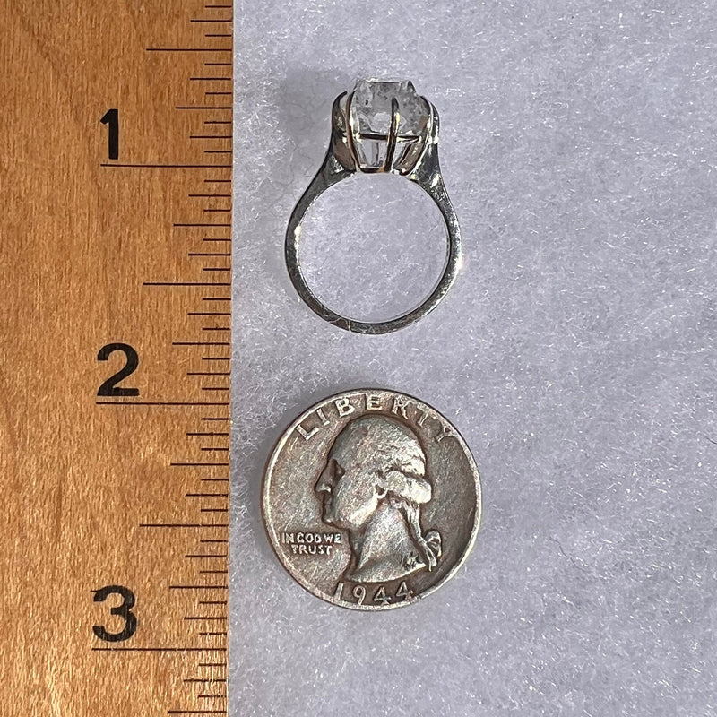 Herkimer Diamond Ring Sterling Silver Size 5.5 #3986-Moldavite Life