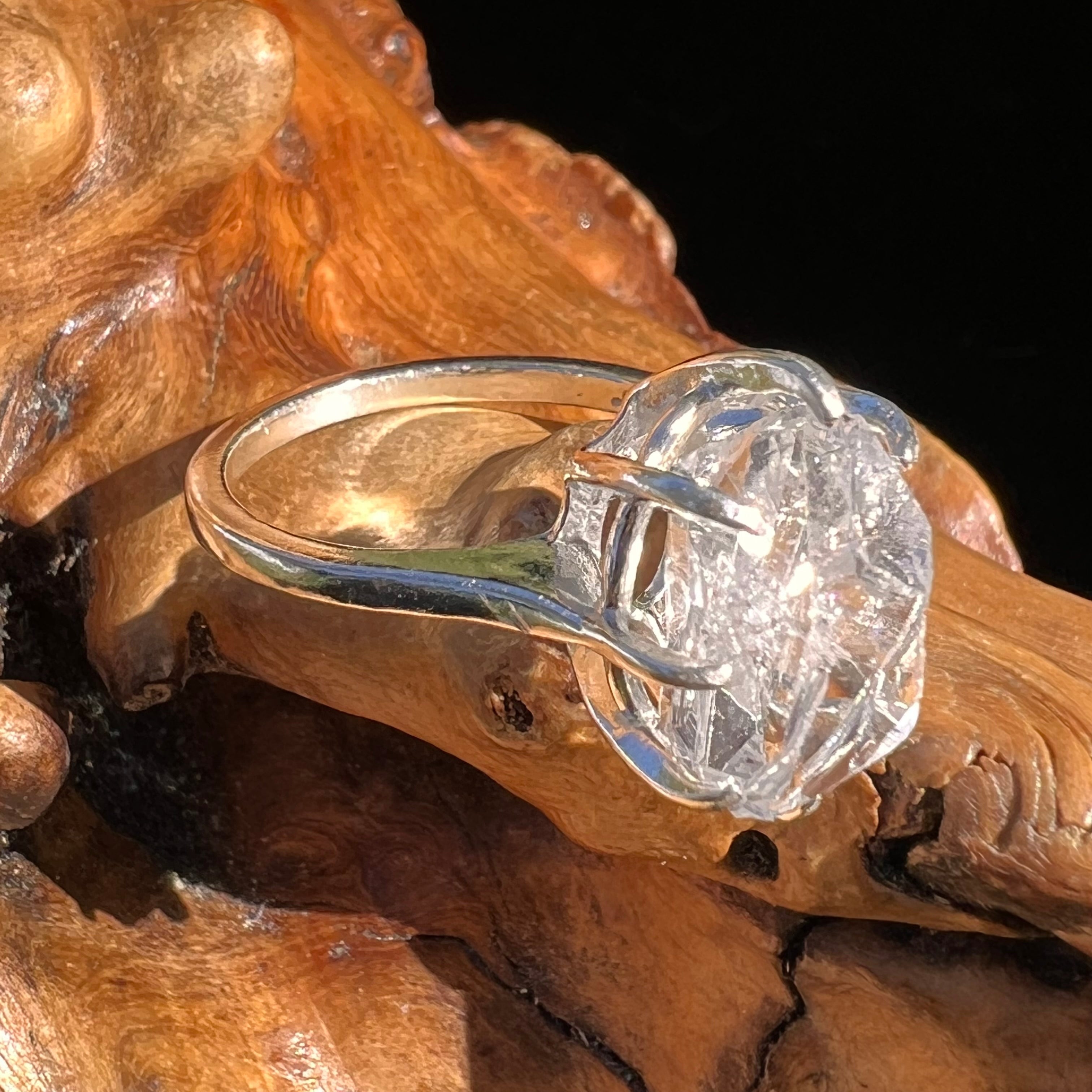 Raw Herkimer Diamond Ring Sterling Silver Moldavite Life
