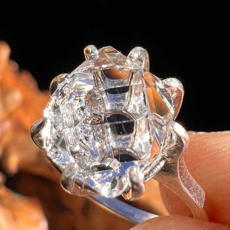 Herkimer Diamond Ring Sterling Silver Size 6 #3993-Moldavite Life