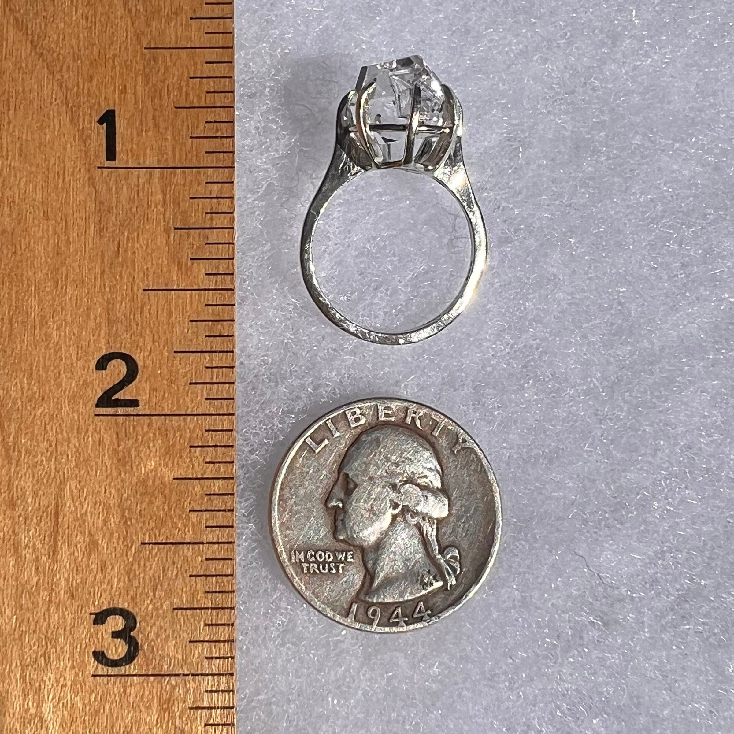 Herkimer Diamond Ring Sterling Silver Size 6.5 #3985-Moldavite Life