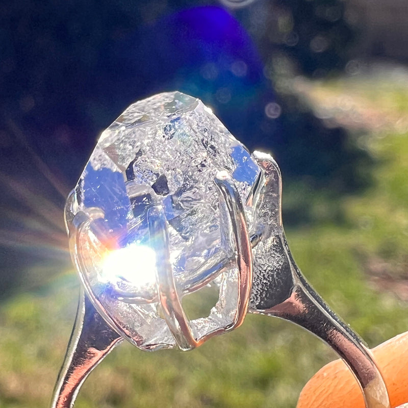 Herkimer Diamond Ring Sterling Silver Size 7 #3981-Moldavite Life