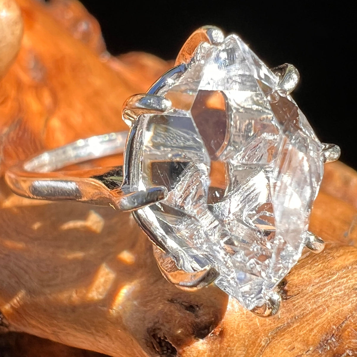 Herkimer Diamond Ring Sterling Silver Size 7 #3983-Moldavite Life