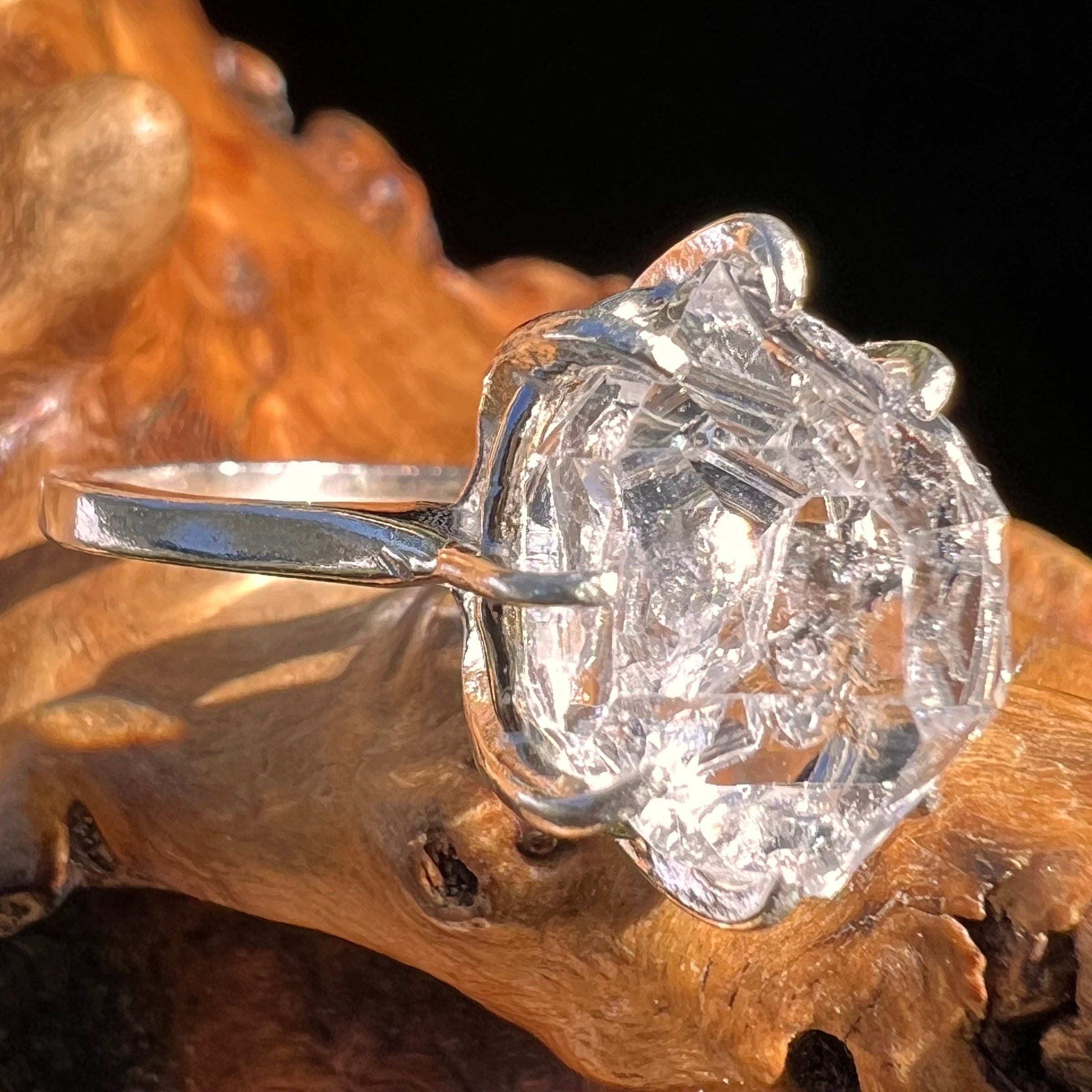 Herkimer Diamond Ring Sterling Silver Size 7 #3987-Moldavite Life