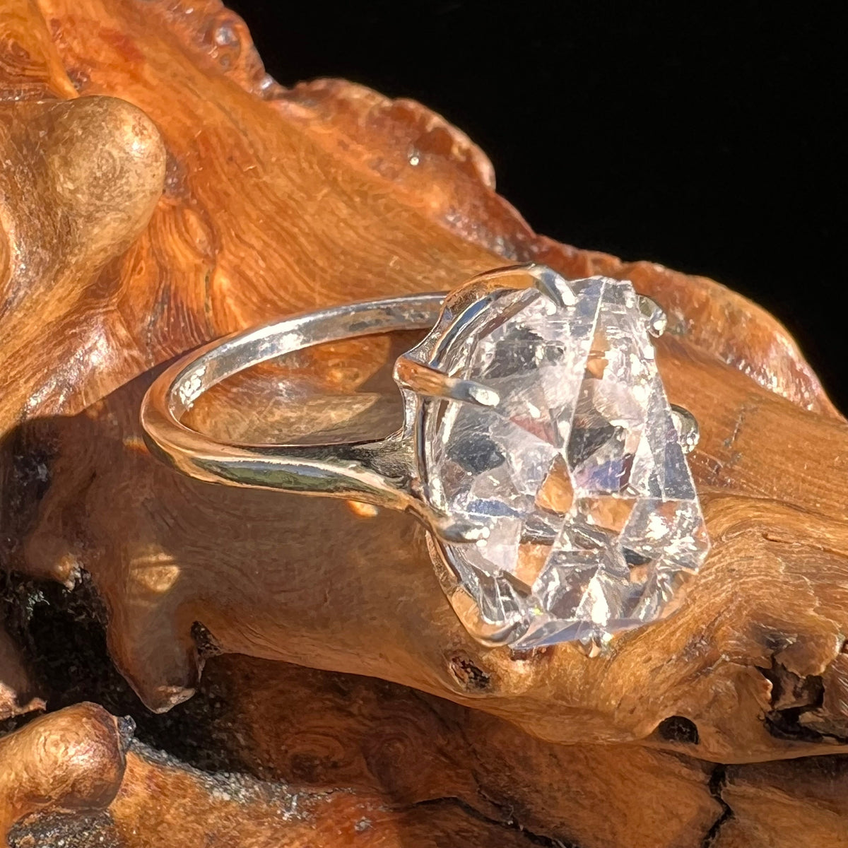 Herkimer Diamond Ring Sterling Silver Size 7.5 #3995-Moldavite Life