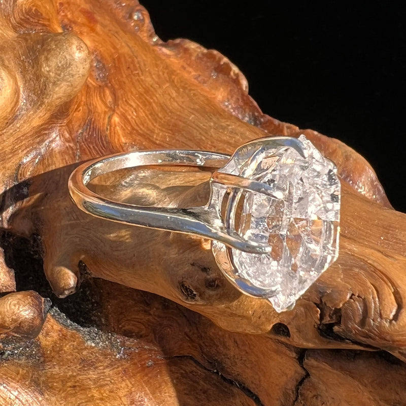 Herkimer Diamond Ring Sterling Silver Size 7.5 #3996-Moldavite Life