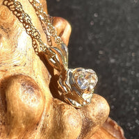 Herkimer Diamond Rose Pendant 14k Gold-Moldavite Life