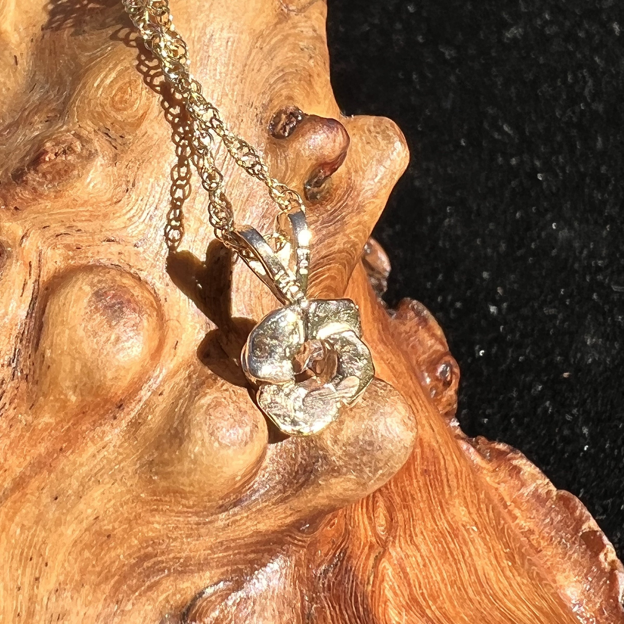 Herkimer Diamond Rose Pendant 14k Gold-Moldavite Life
