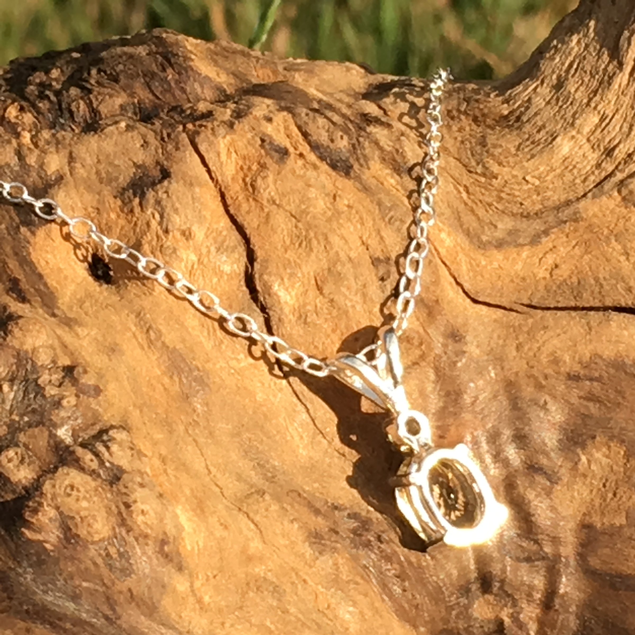 Women's Moldavite Citrine Crystal Silver Pendant Necklace-Moldavite Life