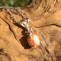 Sterling Silver Sunstone Moldavite Pendant Necklace-Moldavite Life