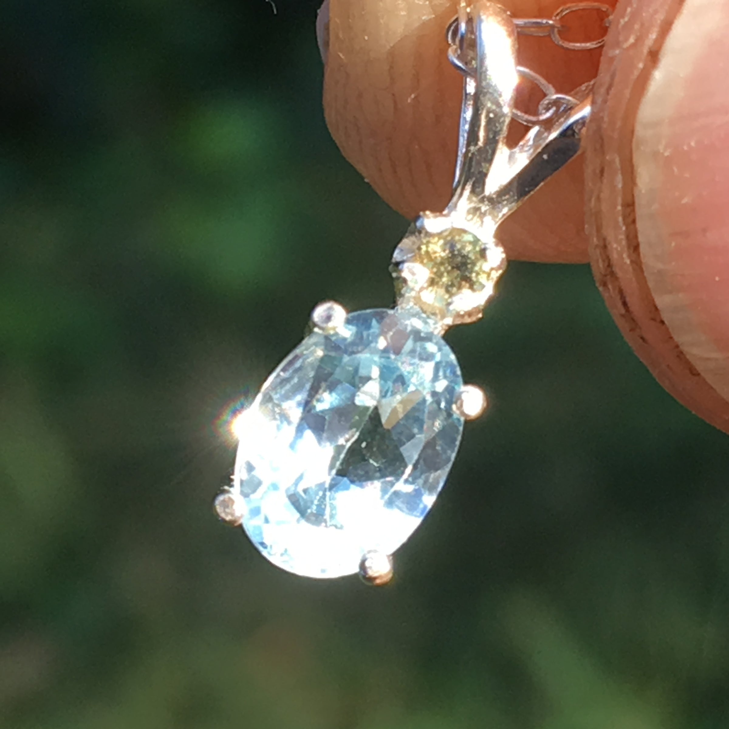 Moldavite Aquamarine Crystal Silver Pendant Necklace-Moldavite Life
